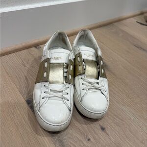 Valentino Gold and White Casual Sneakers